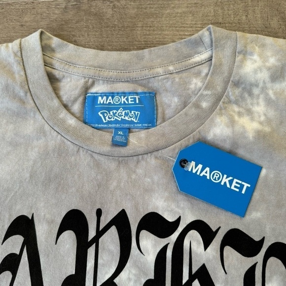 MARKET x Pokémon drop t shirt in gray and white tie dye t-shirt mens XL nwt - Picture 4 of 4